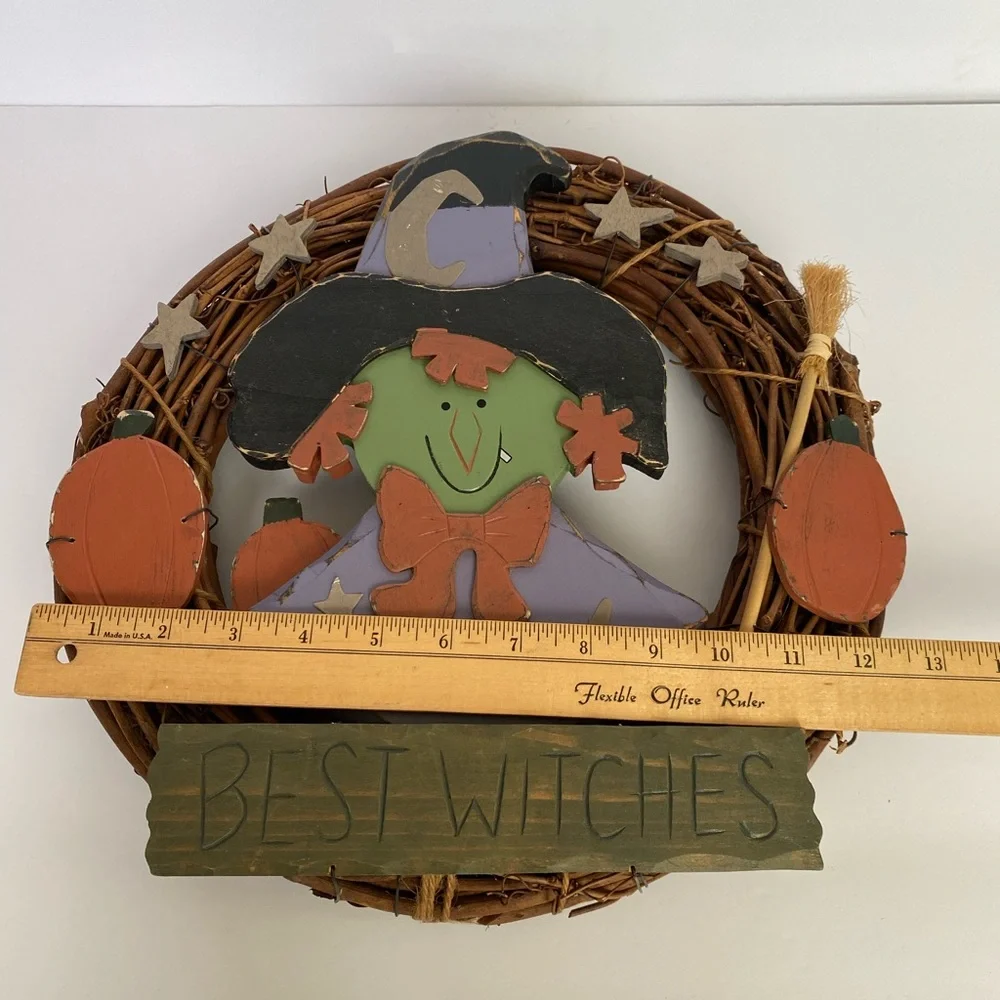 Halloween wreath green witch hag best witches primitive vintage celestial decor